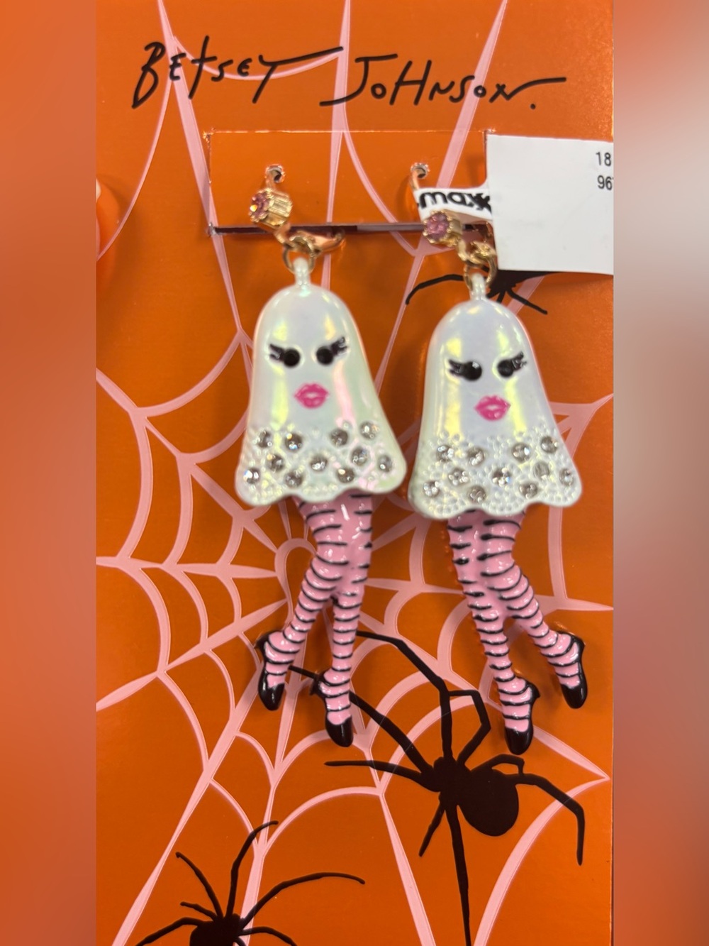 NEW Betsey Johnson dancing ghost earrings